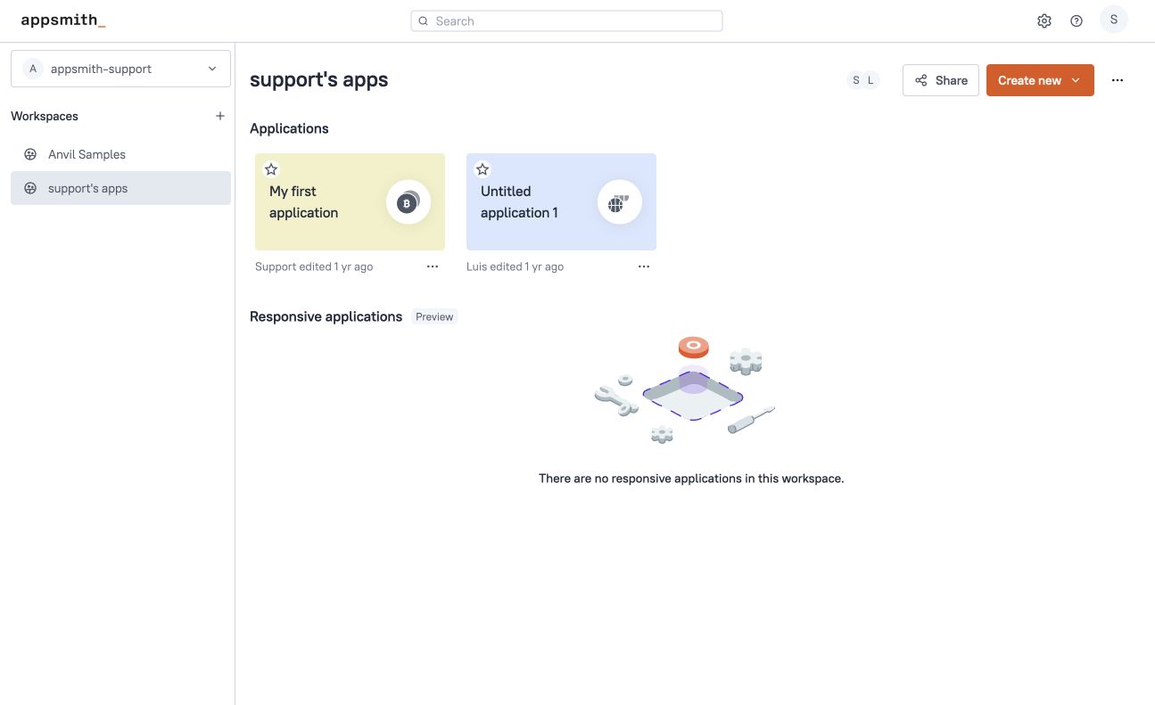 Applications home with the Admin Settings gear icon in the top-right corner