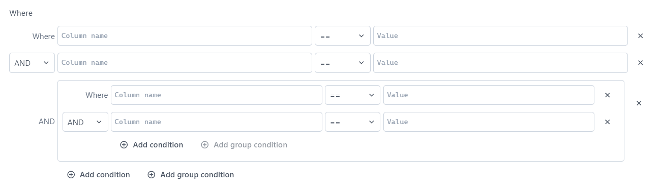 Use Where conditions to create multiple levels of filtering.